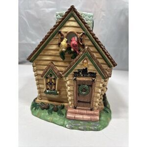 Partylite Retired Forest Friends Cardinals Tealight House/Log Cabin P7914
